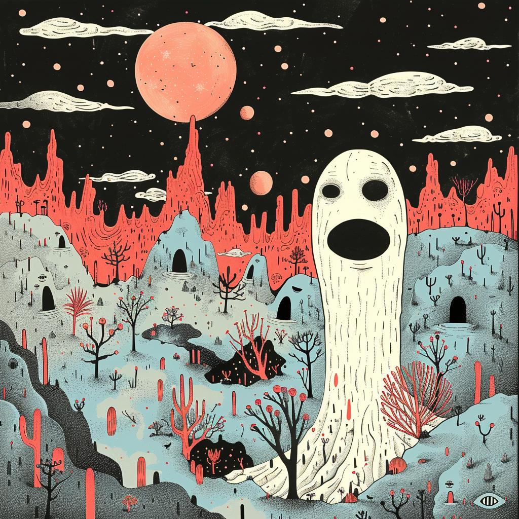 ghost  woods  album  cover  Gemma  Correll  painting  surreal  nature  artwork 1019545