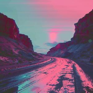 desert  road  pink  purple  synthwave  colors  landscape  vibrant  abstract  modern 1038956