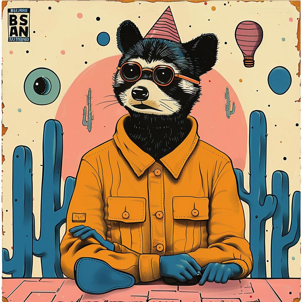 surreal  album  cover  raccoon  sunglasses  hat  birthday  cake  creative  art 1018738
