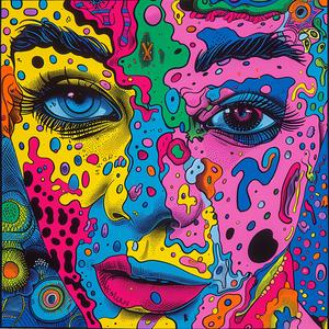 album  cover  surreal  psychedelic  colorful  female  abstract  dots  symbolist  chaos 1078173