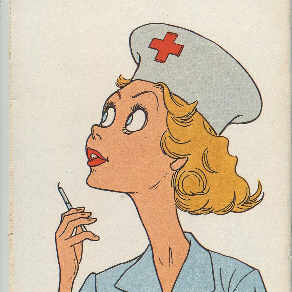 nurse  cartoon  book  cover  smoking  illustration  humor  characters  art  whimsical 939042