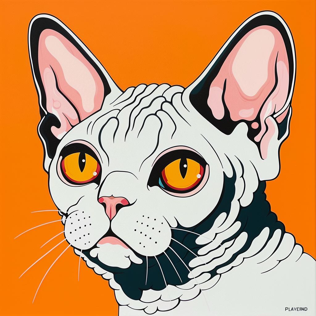 cat  devon  rex  orange  eyes  orange  background  playful  quirky  colorful 972114
