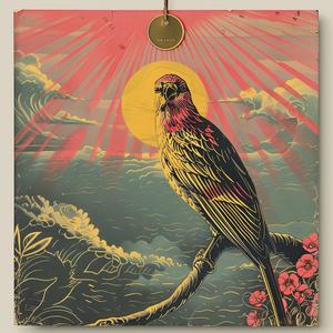 bird  branch  sun  nature  chromolithography  artwork  colorful  floral  scenic  illustration 1055510