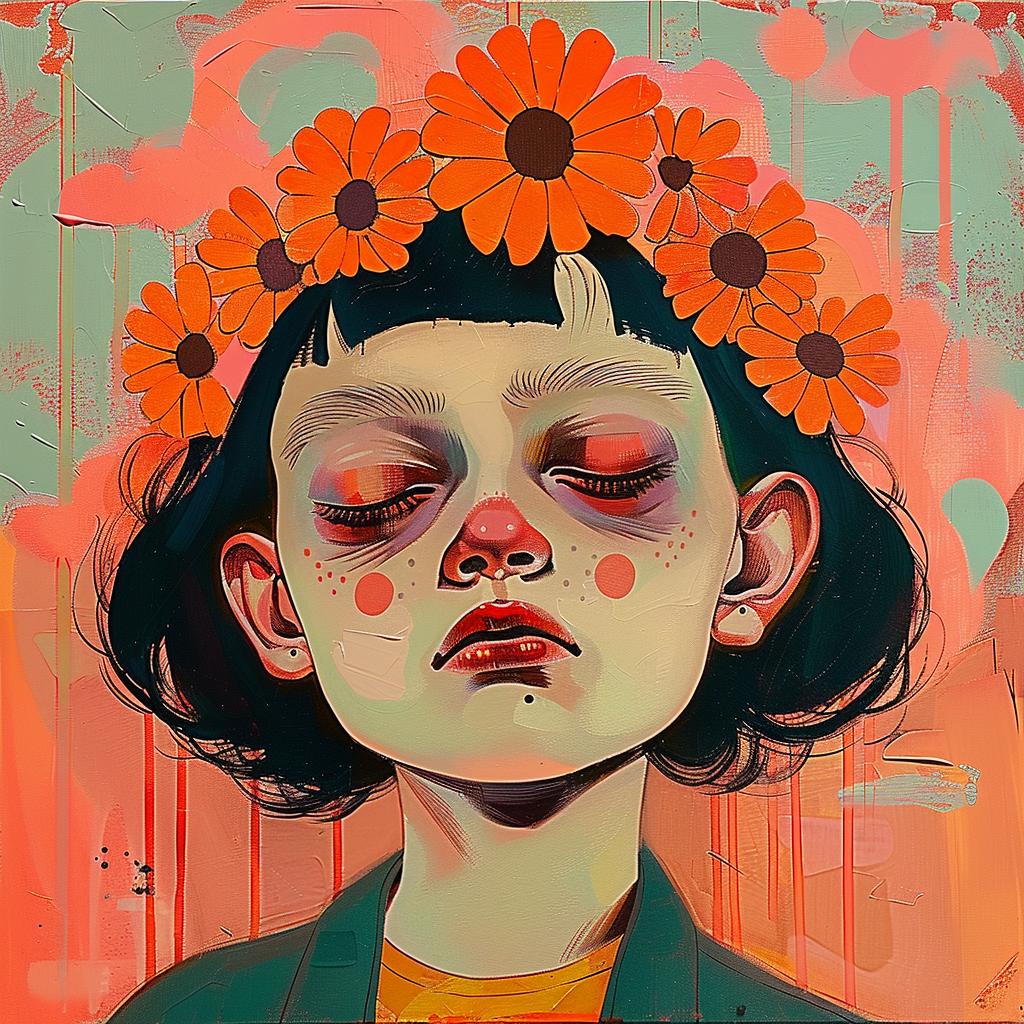 girl  flowers  hair  painting  colorful  nature  portrait  feminine  whimsical  soft 950919