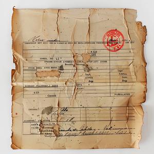 Vintage  Receipt  Black  Ink  Stamp  Official  Document  Aged  Worn  Paper 1075132