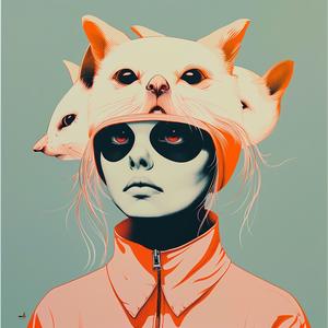 album  surreal  woman  cats  symbolist  hyperrealistic  screenprinting  artwork  creative  RGA 1074792