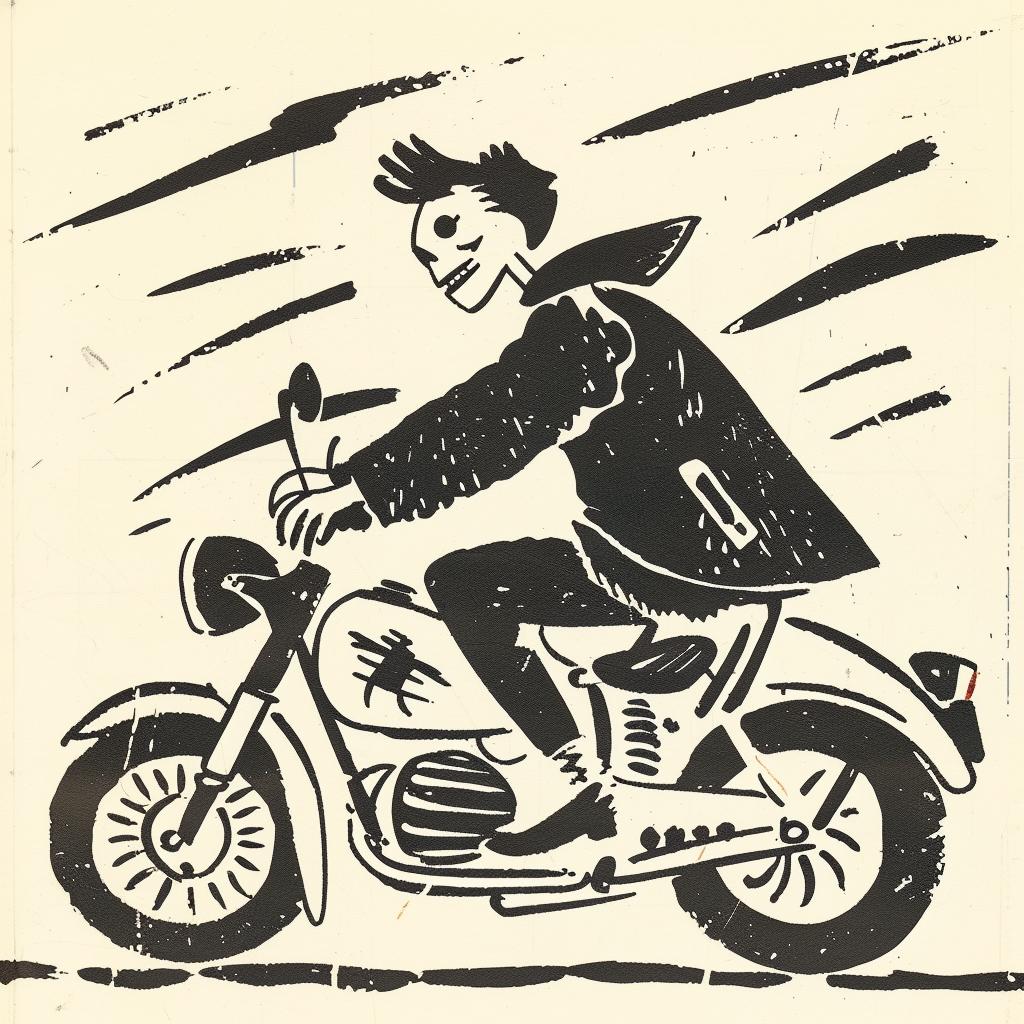 skeleton  moped  drawing  motorcycle  skullface  transportation  black  white  humor  art 940979