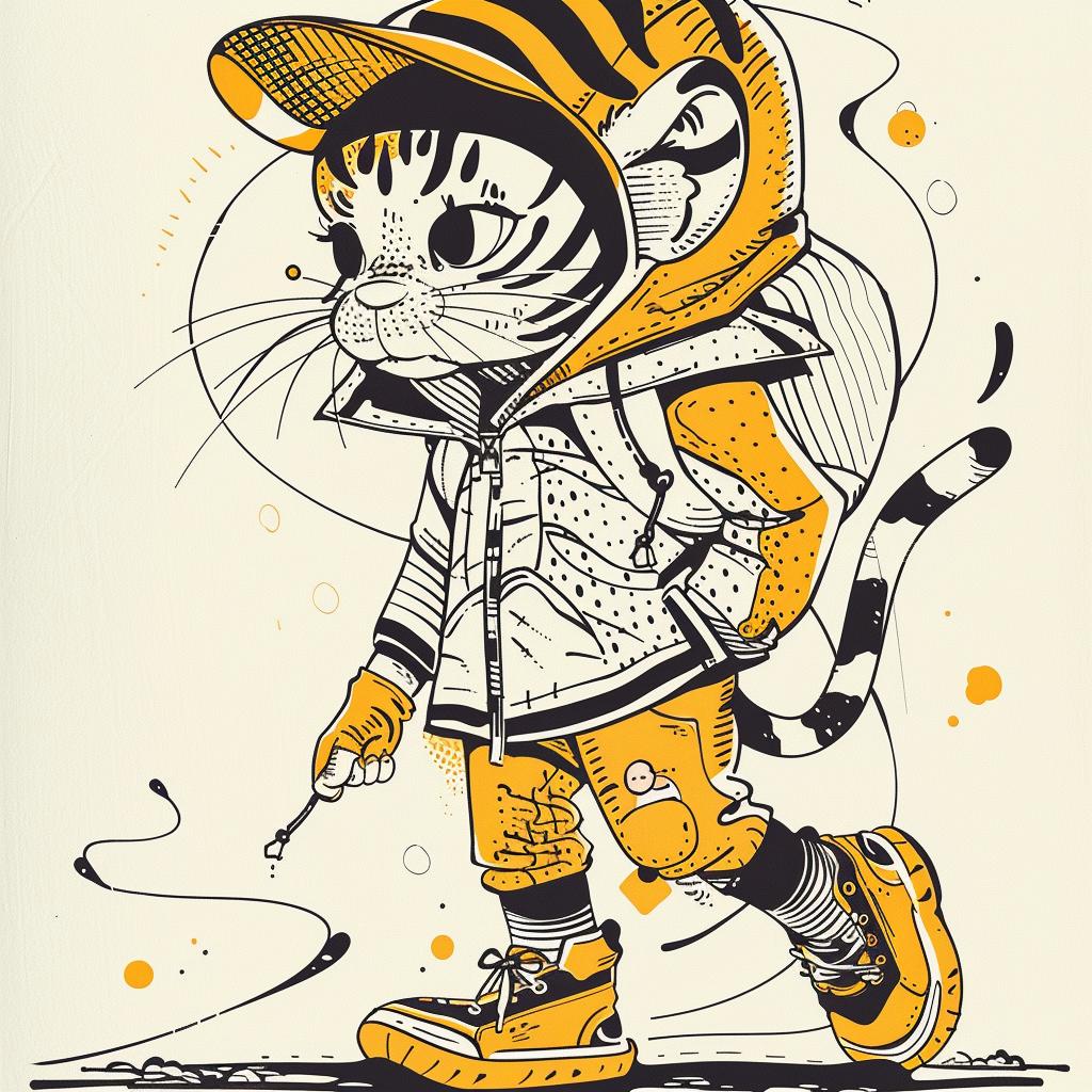 kawaii  tiger  streetwear  Dr. Seuss  cartoon  hat  jacket  dynamic  cute  vibrant 938705