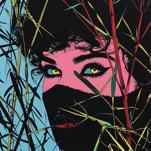 album  cover  surreal  woman  black  mask  green  eyes  shattered  creative 1078205
