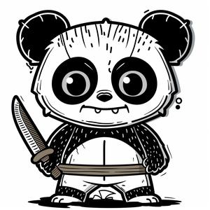 panda  knife  cute  bear  cartoon  animal  playful  whimsical  character  illustration 1070940