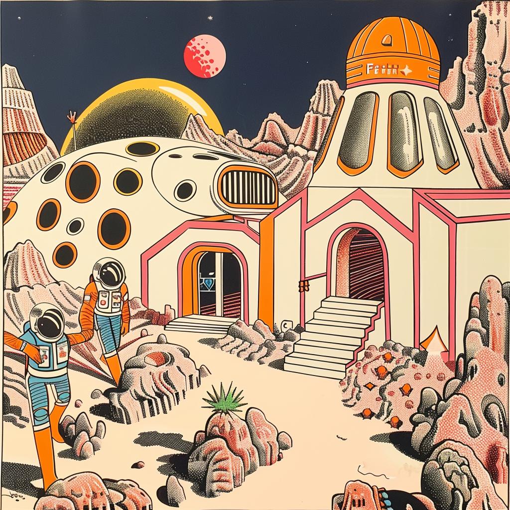 mars  space  station  house  man  woman  narrative  illustrative  artprint  creative 959645