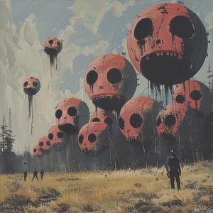 pandas  ominous  occult  red  skulls  painting  Stalenhag  surreal  art  Gottlieb 1079953