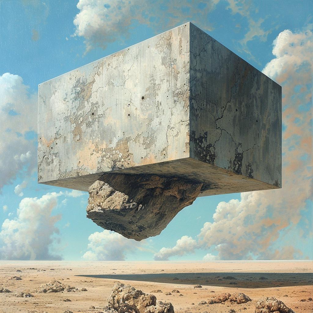 surrealism  simplicity  cube  floating  sky  painting  visual  art  objects  imagination 971004