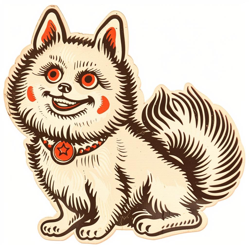 pomeranian  dog  sticker  red  collar  cute  animal  background  design  pet 942882