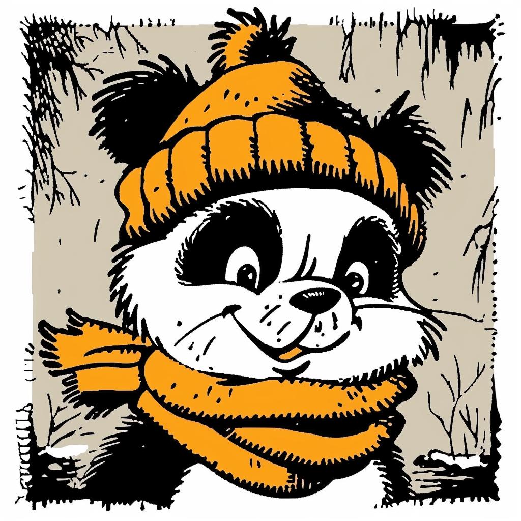 panda  hat  scarf  cute  chubby  animal  whimsical  illustration  playful  soft 942531
