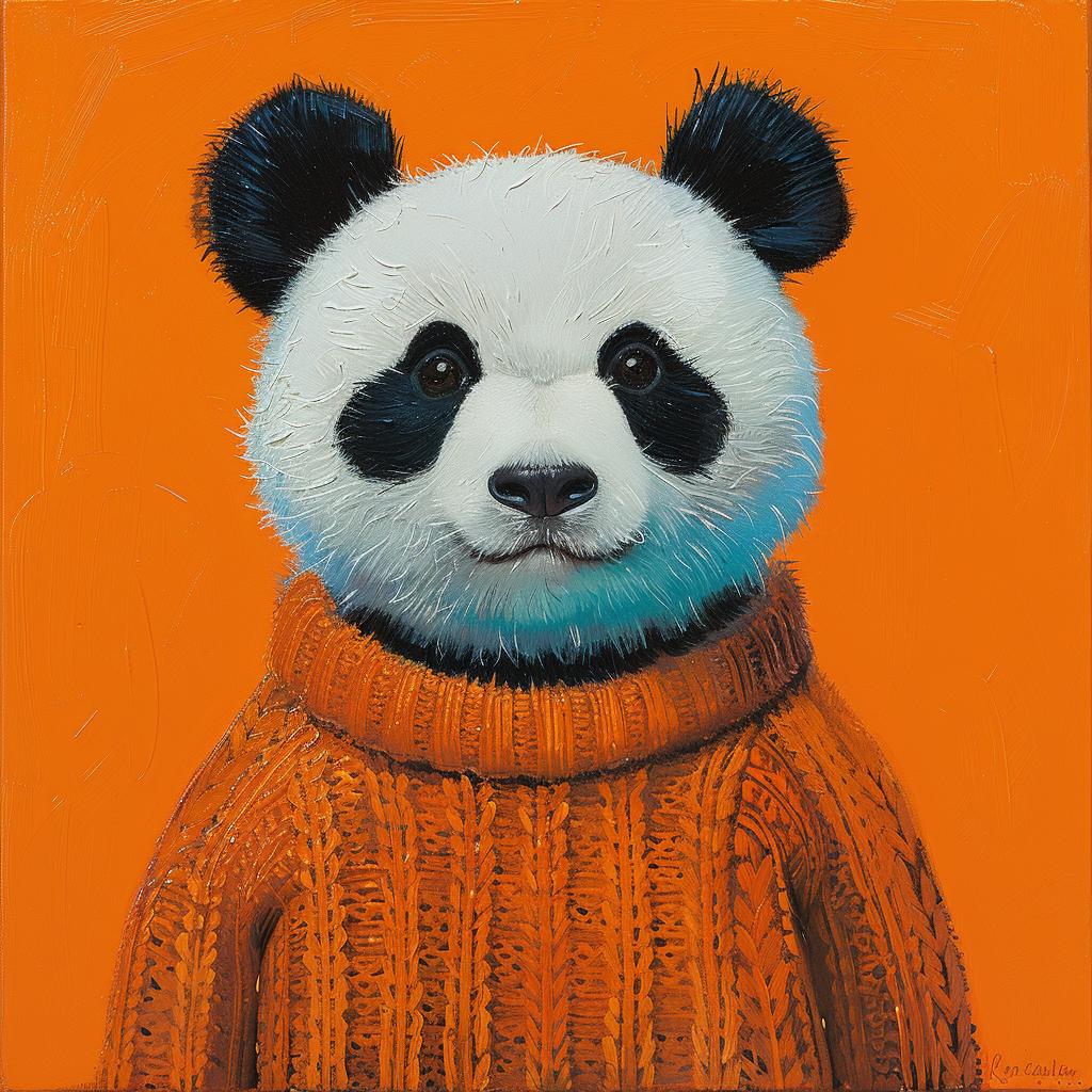 panda  surreal  sweater  colorful  painting  whimsical  cute  chubby  animals  artwork 978305