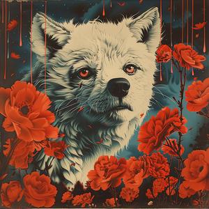 painting  wolf  flowers  red  art  colorful  nature  vibrant  wildlife  canvas 1056561