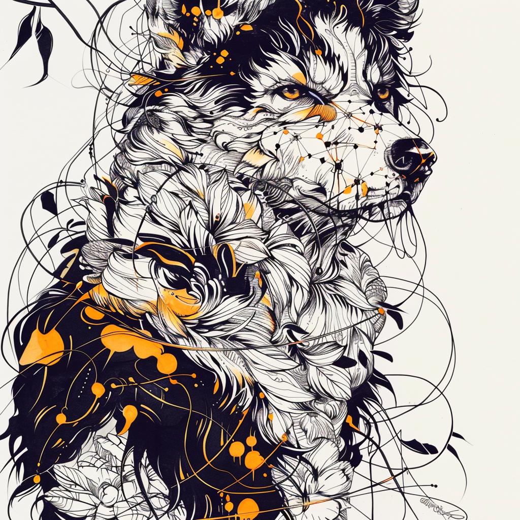 mythical  creature  hybrid  dogs  flowers  leaves  unique  fantastical  canines  drawing 952762