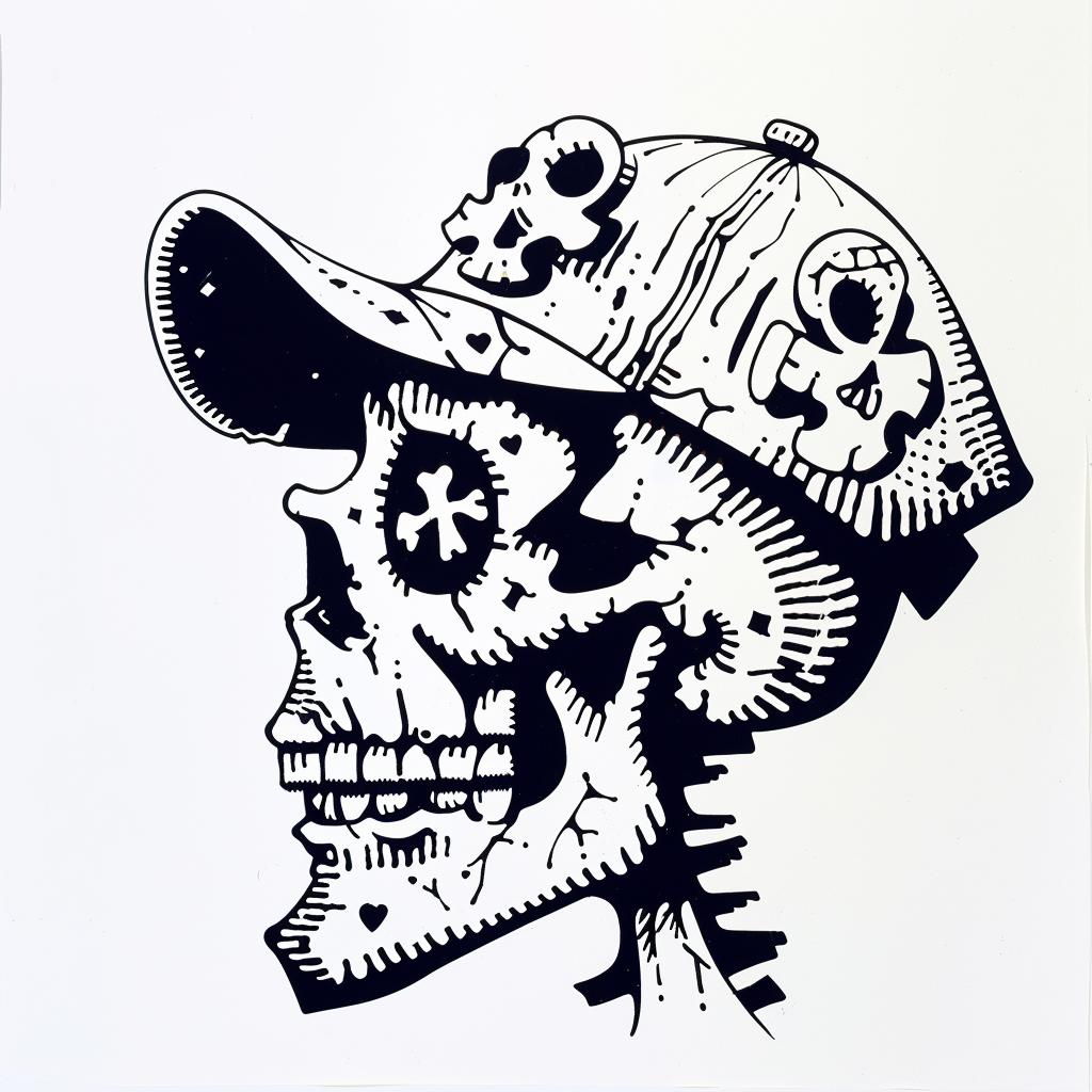 skull  baseball  cap  stylized  graphic  dark  mysterious  edgy  urban  bold 1027696