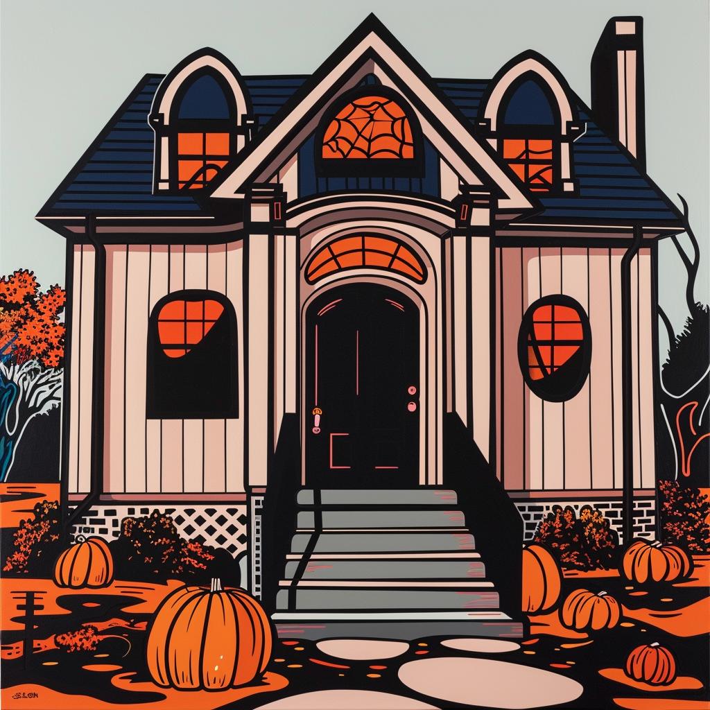 haunted  house  painting  pumpkins  spooky  Halloween  illustration  creepy  art  landscape 1022346