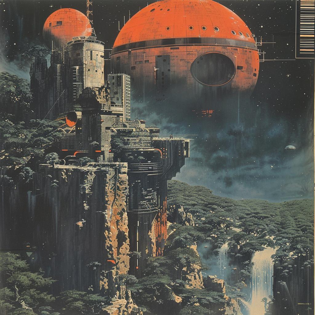 city  castle  red  sphere  painting  book  sci-fi  vintage  dark  illustration 922264