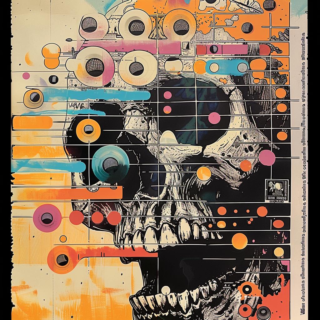 skull  colorful  surreal  collage  deathmetal  hyper-realistic  screenprinting  Nychos  artwork  album 960216