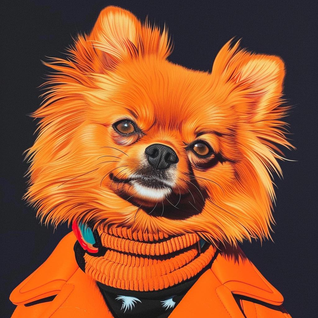 dog  pomeranian  painting  orange  coat  pet  canine  portrait  artwork  animal 1024003