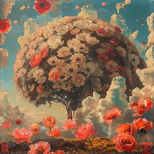 flowerpunk  joy  painting  trees  clouds  vibrant  nature  whimsy  colorful  landscape 1040402