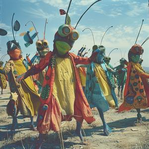 dancing  colorful  costumes  horror  festival  creatures  joy  collage  vibrant  energy 1077368