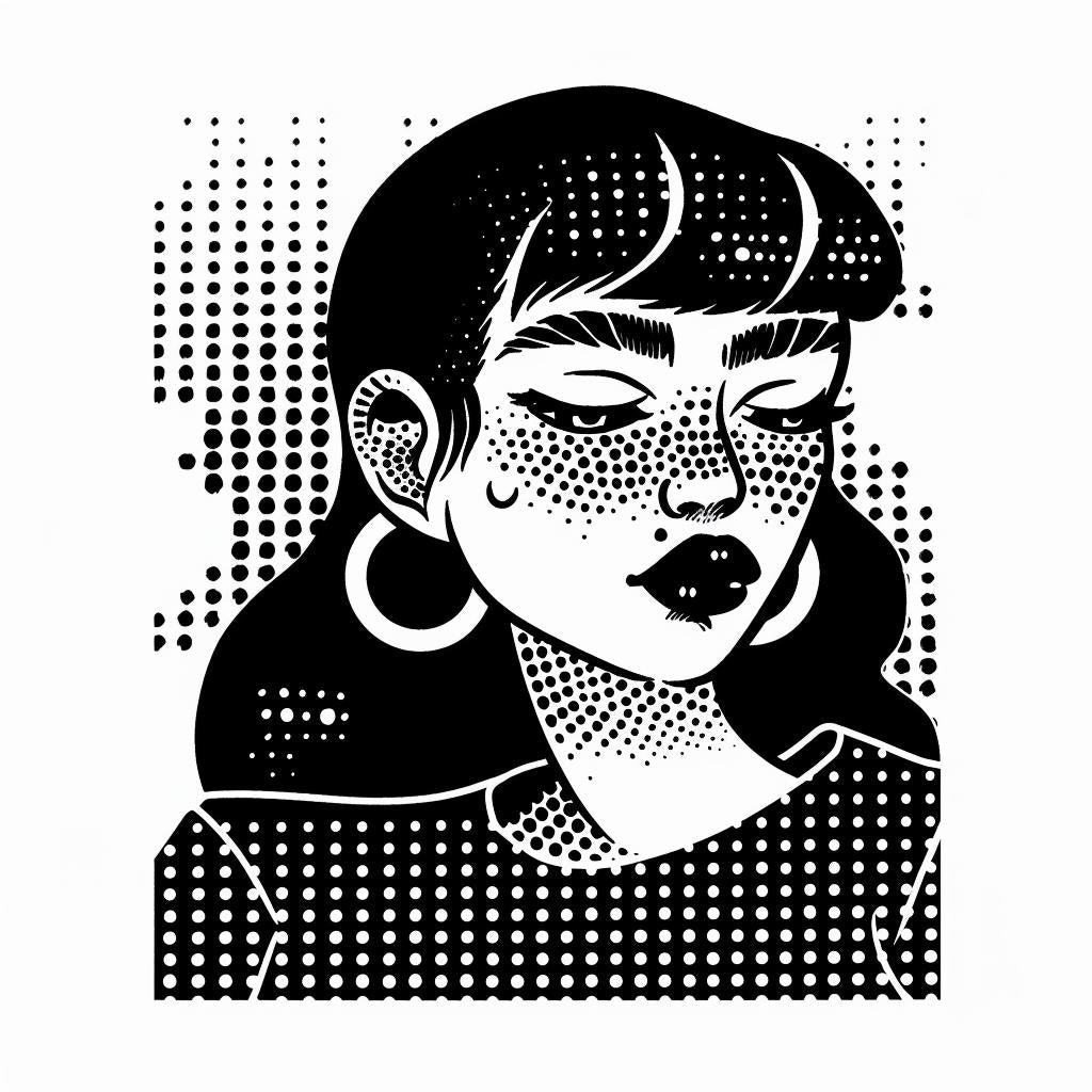 woman  black  white  illustration  dots  vintage  tattoo  graphic  svg  art 1018324