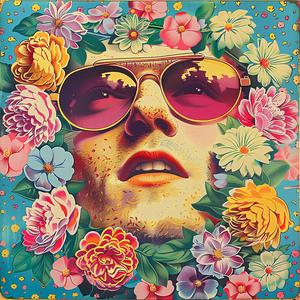 man  sunglasses  flowers  painting  colors  chromolithography  nature  art  style  beauty 1058135