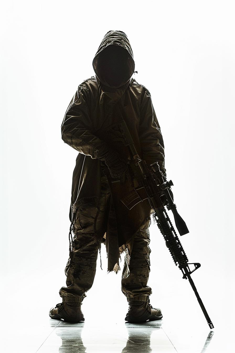 silhouette  hooded  man  rifle  highcontrast  portrait  gun  shadow  isolation  figure 953902