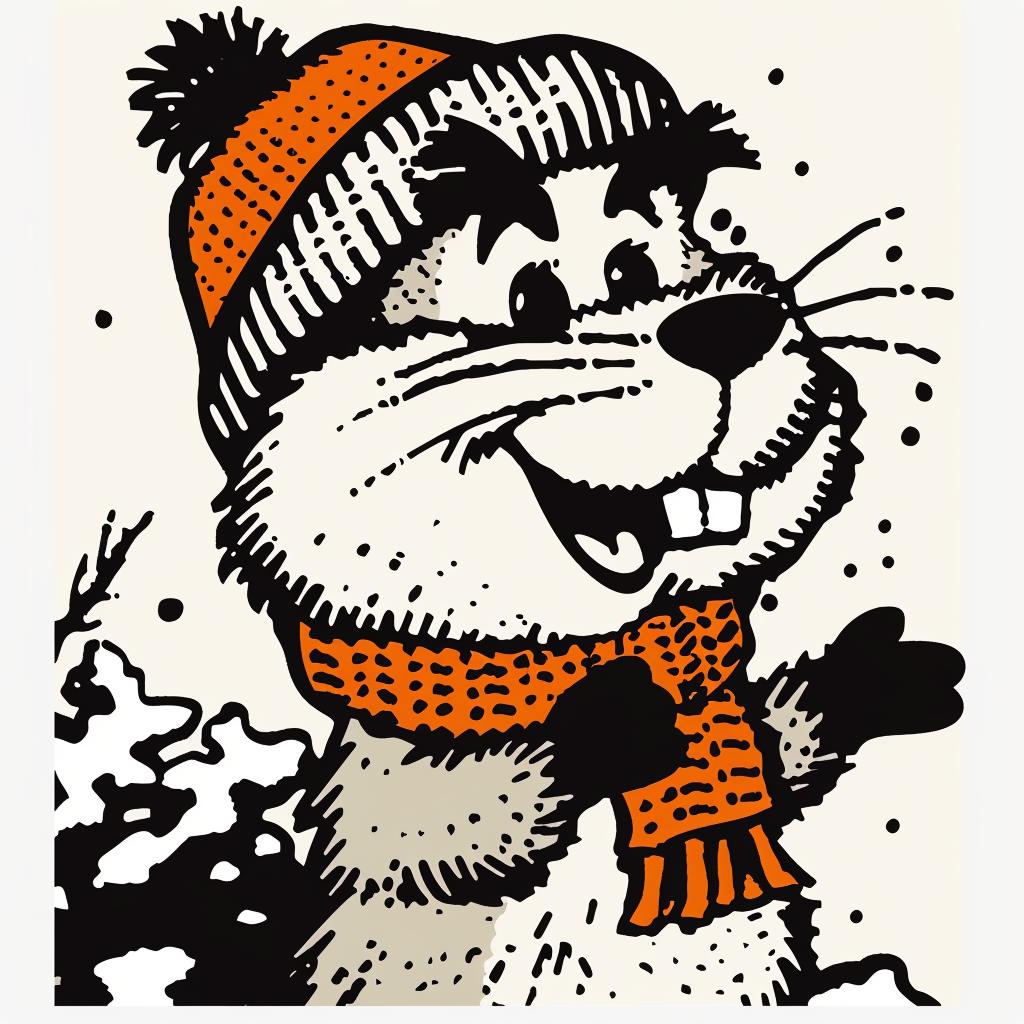 beaver  cartoon  scarf  knit  animal  cute  whimsical  cap  illustration  white 942312