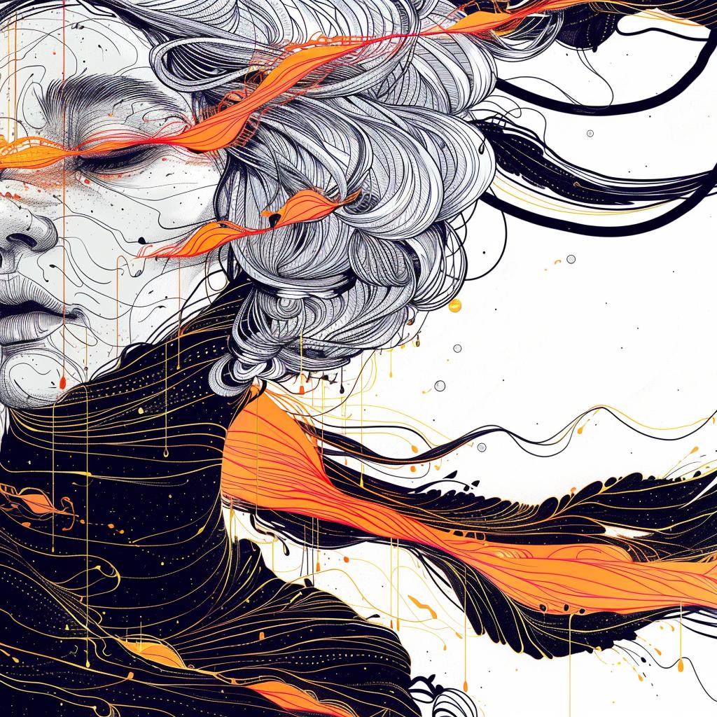 album  art  flowerpunk  portrait  woman  orange  hair  teal  creative  artwork 941828