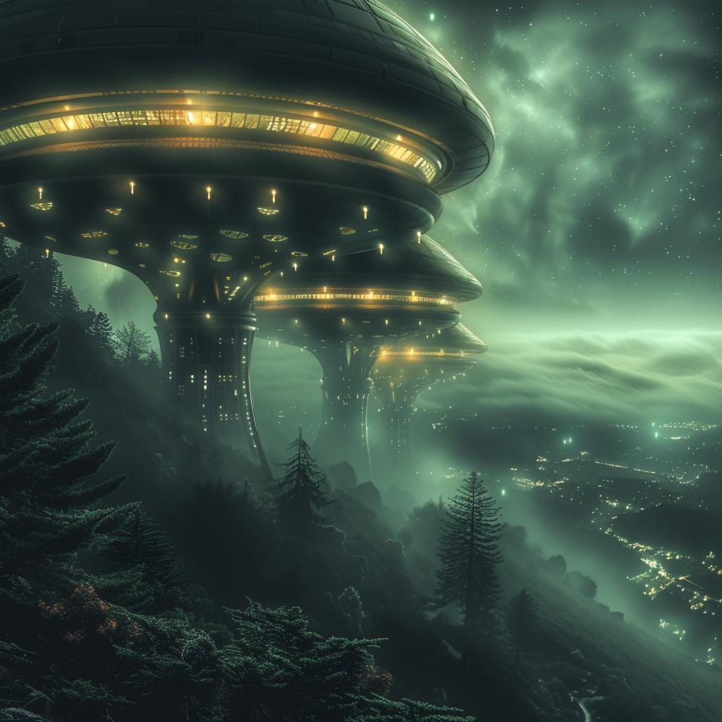 double  exposure  space  colony  futuristic  surreal  lighting  glow  photography  sharp 1028626