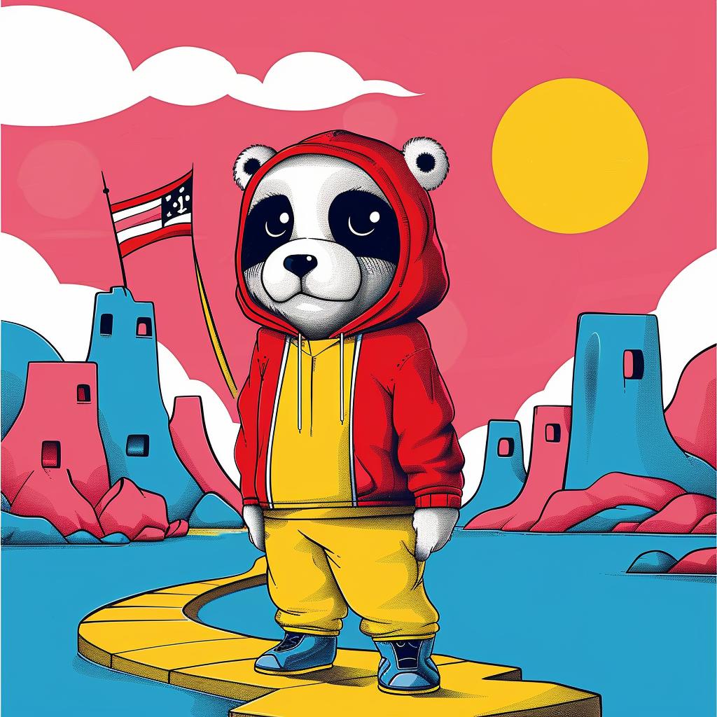 panda  cartoon  hoodie  surreal  album  cover  creative  colorful  whimsical  playful 1018456