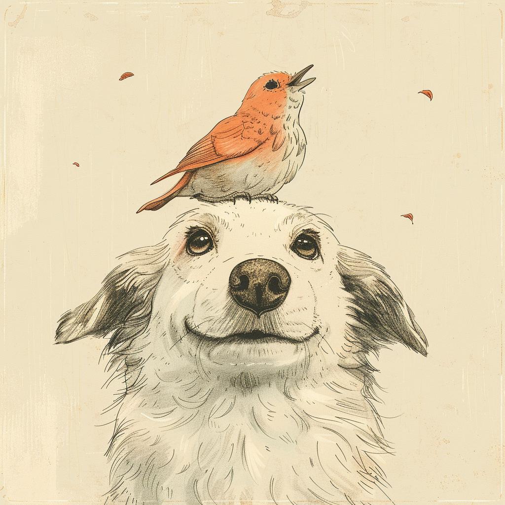 dog  bird  minimalistic  drawing  white  illustration  detail  creative  mori  kei 970510