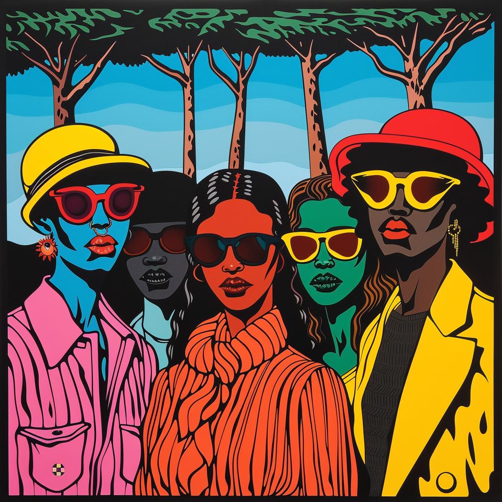 painting  women  sunglasses  hats  colorful  fashion  portrait  vibrant  stylized  art 1022847
