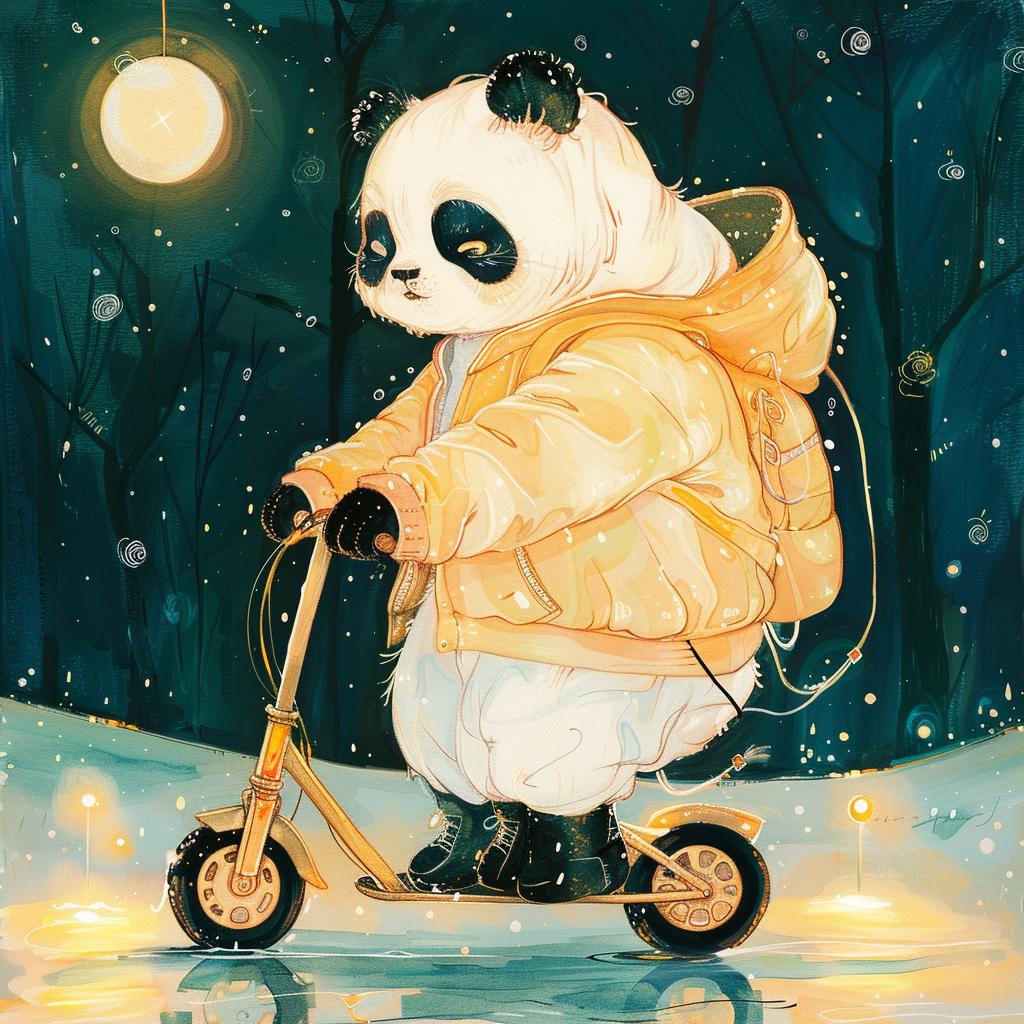 panda  scooter  snow  cute  bear  transport  fun  adventure  playful  animal 954901