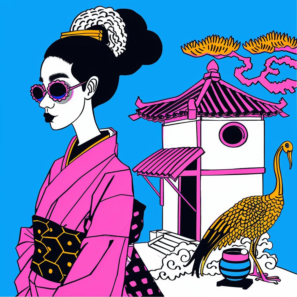 japanese  lifestyle  girl  kimono  bird  illustration  culture  colorful  artwork  traditional 1021464