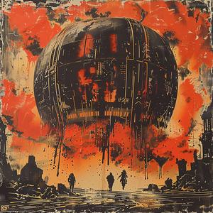 chromolithography  fire  panic  giant  threatening  chaotic  vivid  action  disturbing  surreal 1040412