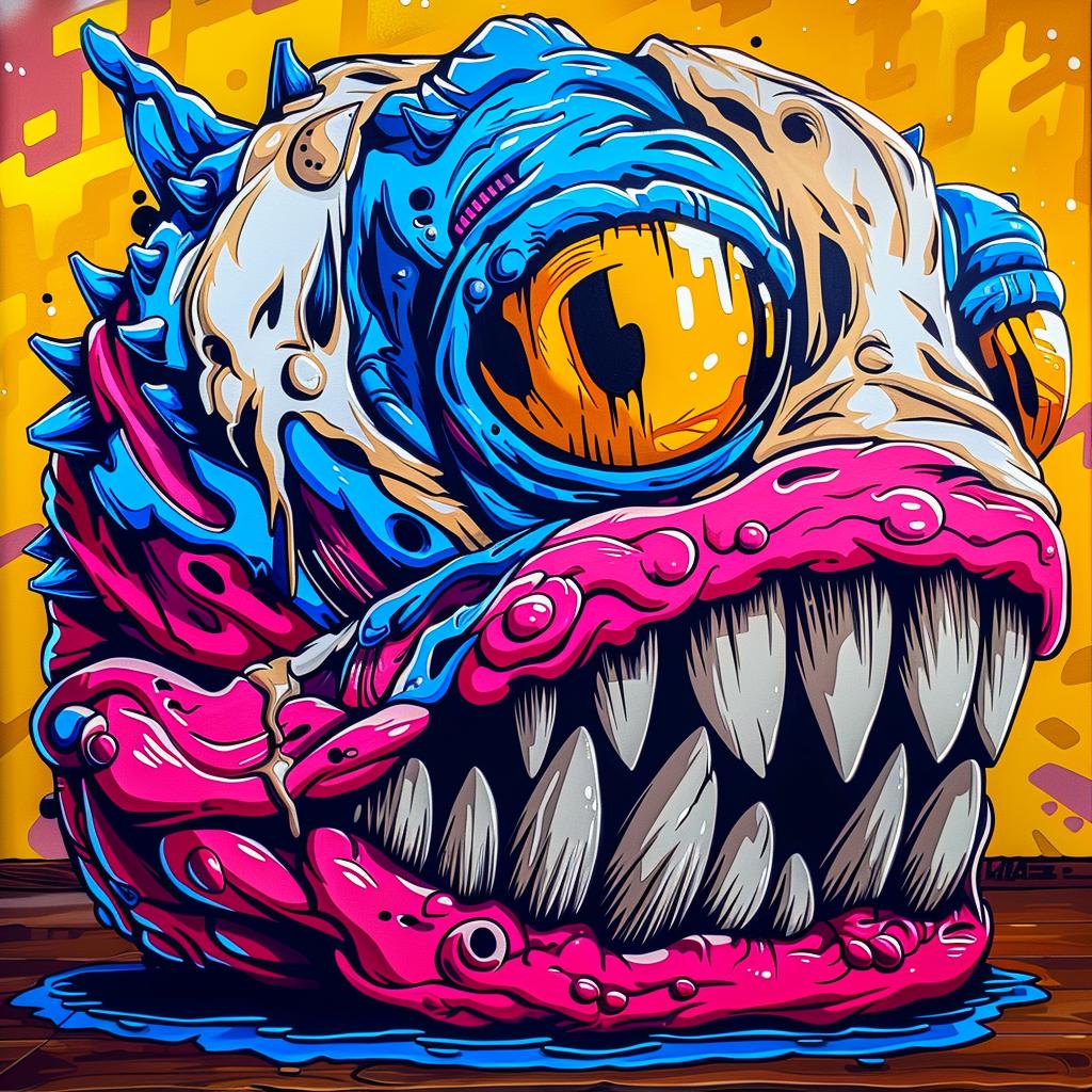 sophisticated  futuristic  horror  colorful  monster  big  teeth  illustration  surreal  art 945486