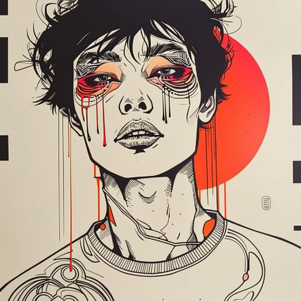 Pop  Art  asian  man  blood  face  four  eyes  makeup  dripping 939352