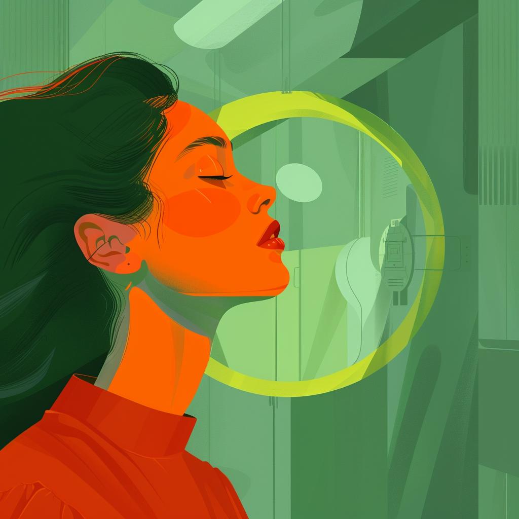 retro  futurism  thoughtful  mirror  details  orange  aesthetic  woman  reflection  inner 944350