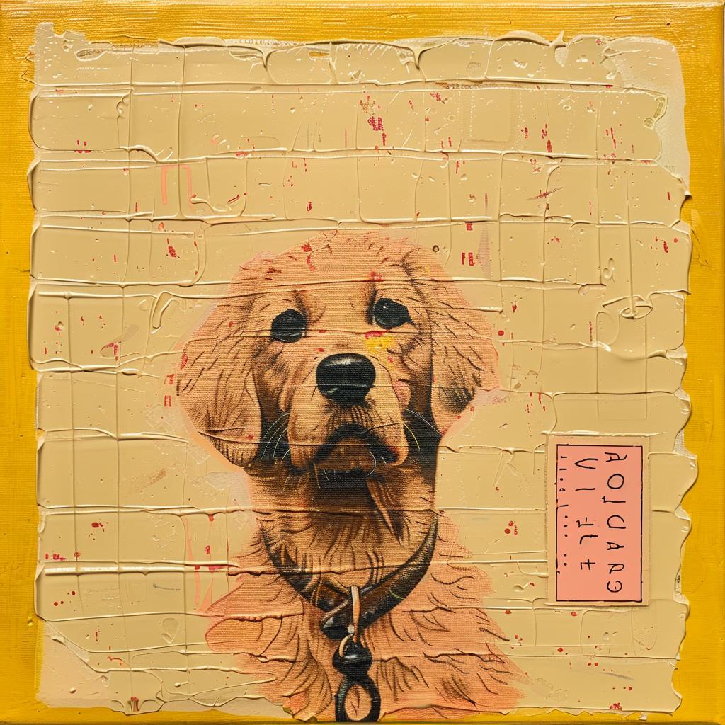 dog  leash  yellow  retriever  encaustic  impasto  portrait  artwork  realism  character 1015468