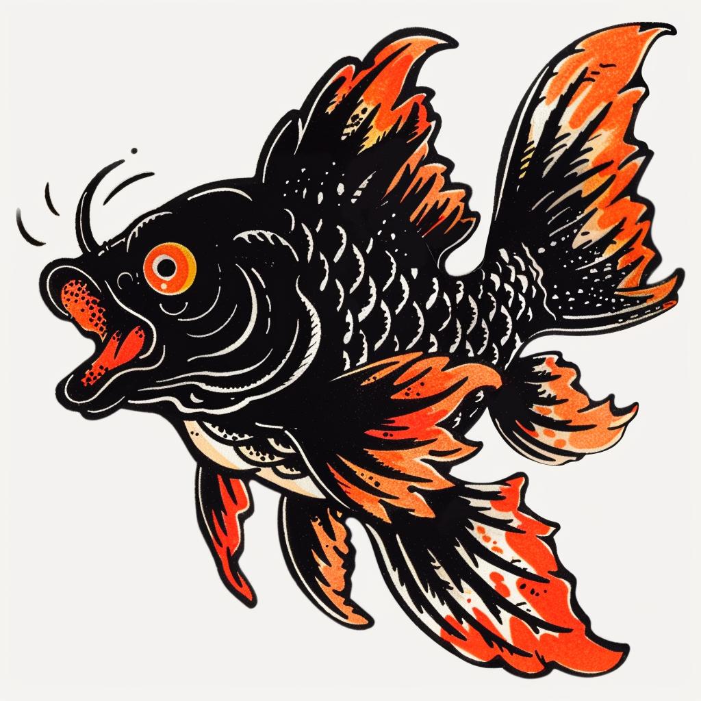 illustration  fish  black  orange  sticker  flash  design  art  aquatic  colorful 927653