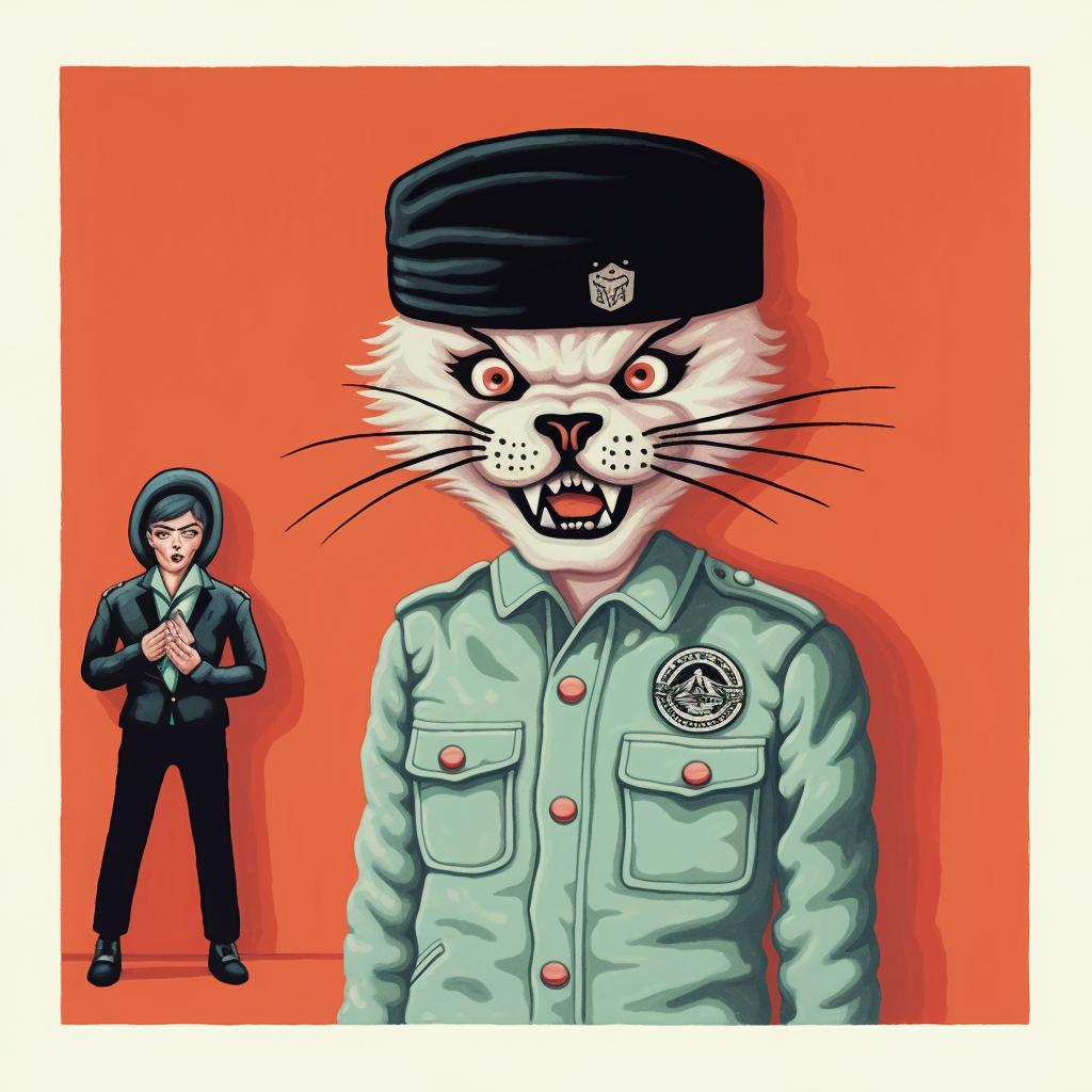 poster  cat  uniform  man  collage  playful  whimsical  design  humorous  graphic 963261