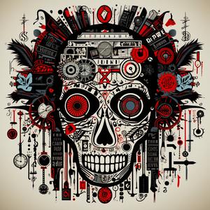 skull  gears  symbols  dayofthedead  graphic  tattoo  linocut  symmetrical  artnouveau  bold 1078821