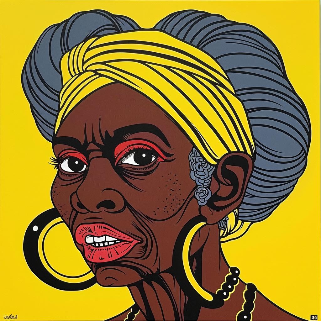 woman  elderly  portrait  yellow  headwrap  painting  african-american  expression  cultural  age 1024251