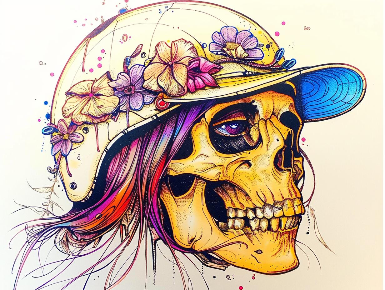 skull  flowers  bicycle  drawing  art  whimsical  creative  illustration  skullface  playful 940789